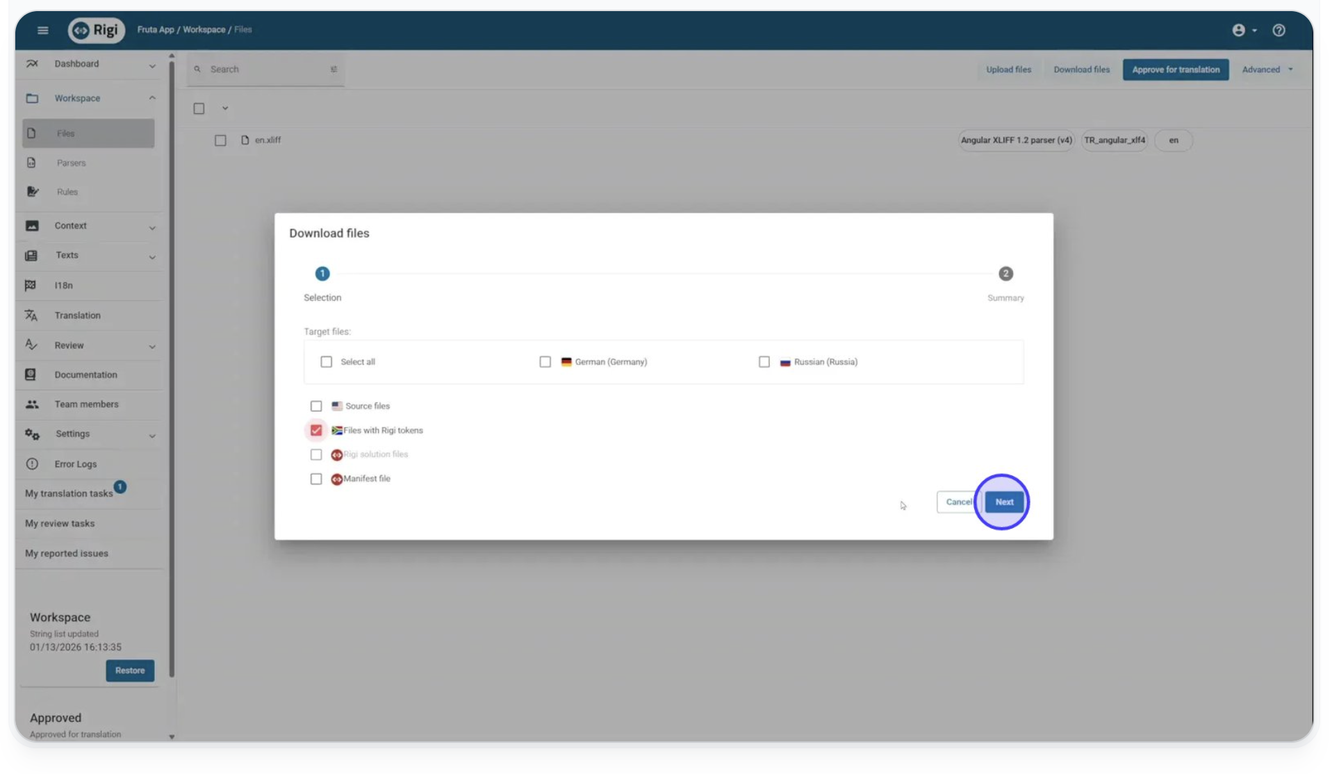 Rigi snapshot - export resource files