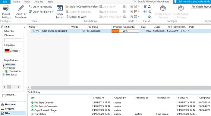 Trados Studio interface