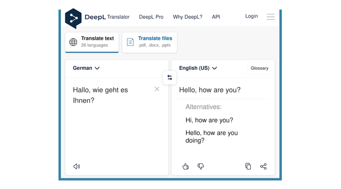 DeepL Translator interface