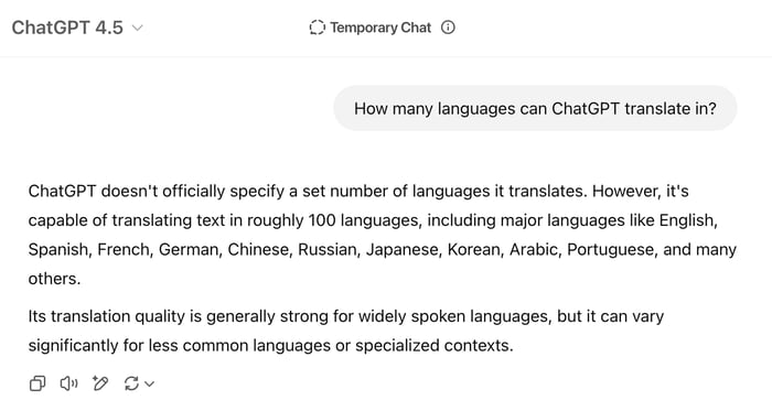 ChatGPT question prompt and answer