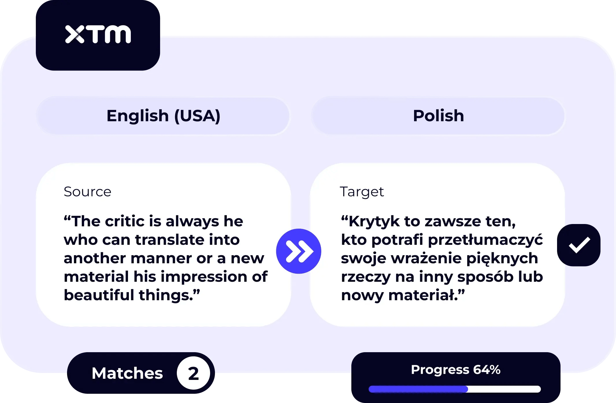Interface highlighting high-value fuzzy matches in a translation.
