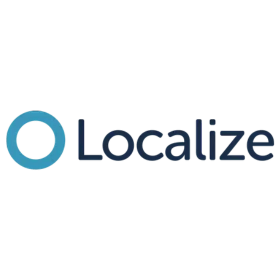 Localize logo with a modern graphic of a blue circle followed by the word Localize