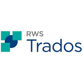 Trados Studio logo with a geometric, green and blue square icon followed by the words RWS and Trados