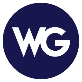 Weglot logo with the letters WG in bold white font on a dark blue circle