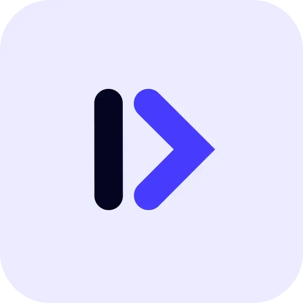 Cloud video creation icon with bold right arrow on violet background