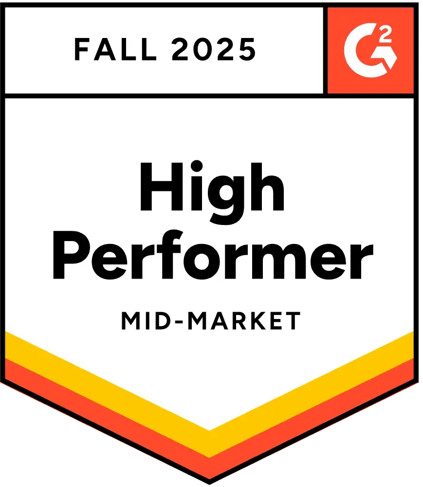 Transifex G2 Fall 2025 badge - High performer mid-market CAT