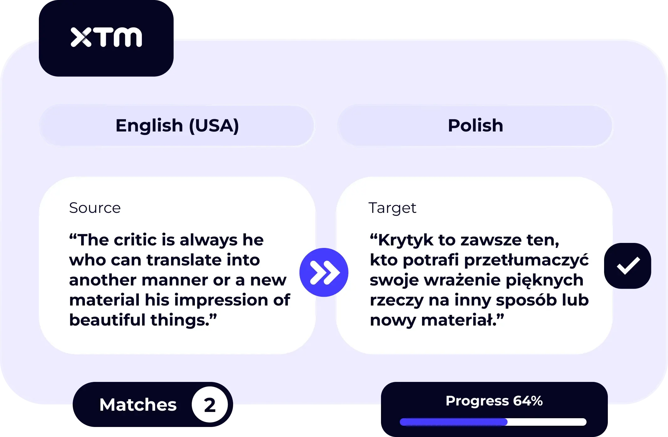 Interface highlighting high-value fuzzy matches in a translation.